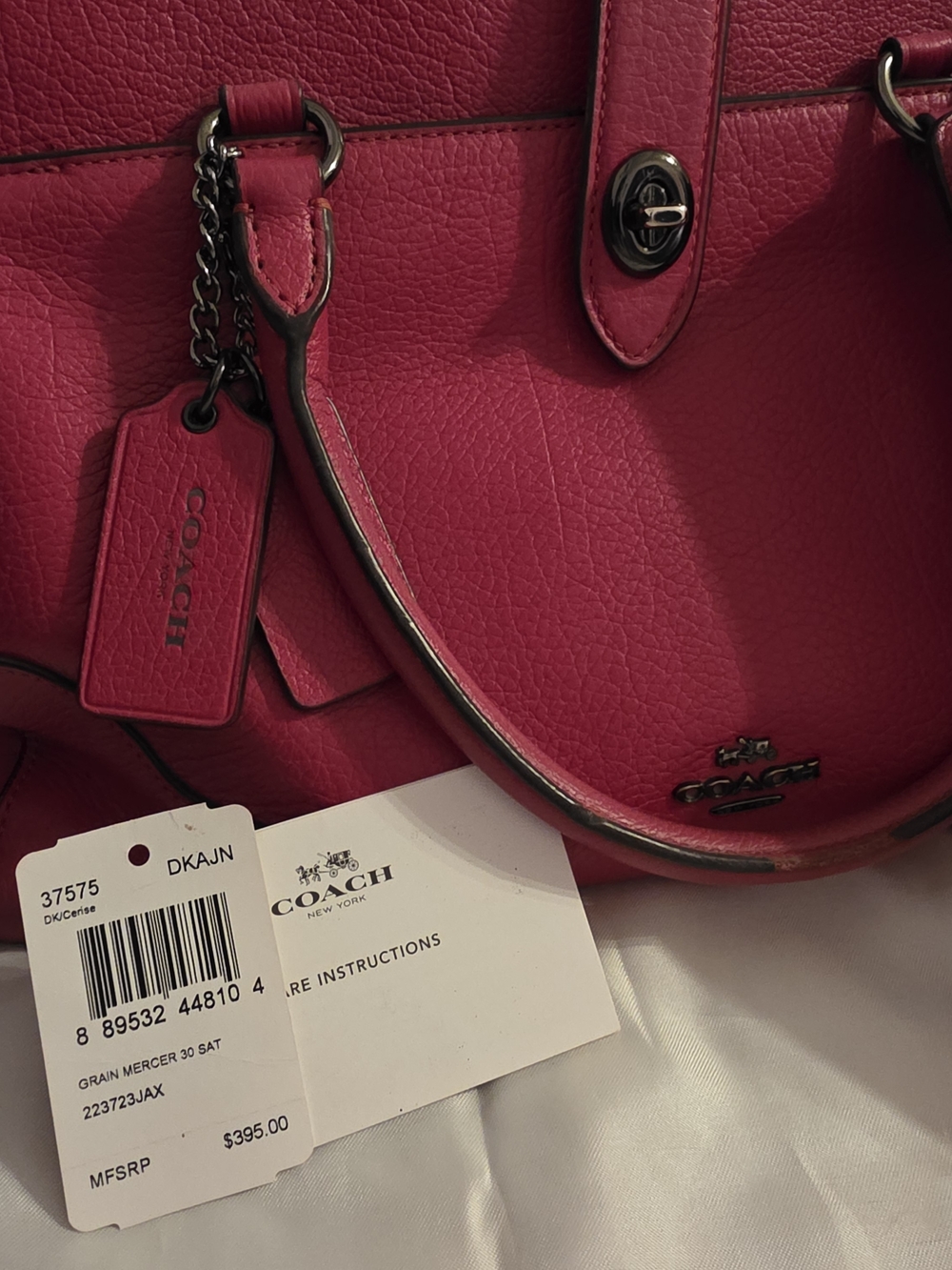 FULL SET!Coach Mercer 30 & Matching Wallet - Dark Fuchsia - Complete w/ MSRP Tag - Picture 3 of 14